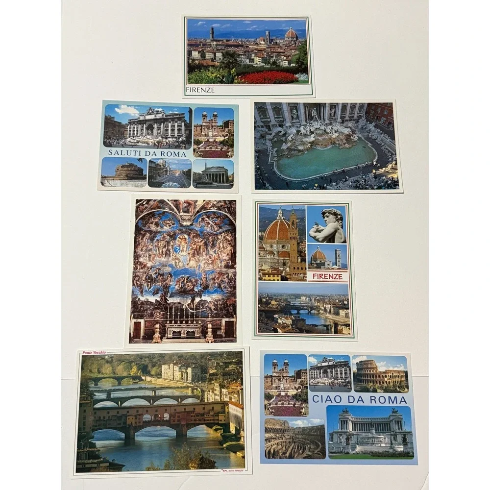 Rome Roma + Florence Italy Postcards Post Card Lot Of 7 Trip Travel‎
